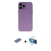 MARSİLYAN™- iPhone 13 Pro Kılıf Ahenk Serisi - Siyah 3D Antistatik Seramik Nano Ekran Koruyucu + Renkli Kamera Lens Koruma Cam - PE