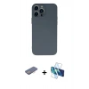 MARSİLYAN™- iPhone 13 Pro Kılıf Ahenk Serisi - Siyah 3D Antistatik Seramik Nano Ekran Koruyucu + Renkli Kamera Lens Koruma Cam - PE