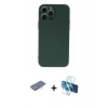 MARSİLYAN™- iPhone 13 Pro Kılıf Ahenk Serisi - Siyah 3D Antistatik Seramik Nano Ekran Koruyucu + Renkli Kamera Lens Koruma Cam - PE