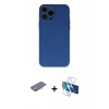 MARSİLYAN™- iPhone 13 Pro Kılıf Ahenk Serisi - Siyah 3D Antistatik Seramik Nano Ekran Koruyucu + Renkli Kamera Lens Koruma Cam - PE