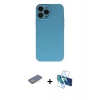 MARSİLYAN™- iPhone 13 Pro Kılıf Ahenk Serisi - Siyah 3D Antistatik Seramik Nano Ekran Koruyucu + Renkli Kamera Lens Koruma Cam - SI