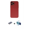 MARSİLYAN™- iPhone 13 Pro Kılıf Ahenk Serisi - Siyah 3D Antistatik Seramik Nano Ekran Koruyucu + Renkli Kamera Lens Koruma Cam - SI