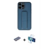 MARSİLYAN™- iPhone 13 Pro Kılıf Akış Doku - Siyah 3D Antistatik Seramik Nano Ekran Koruyucu + Renkli Kamera Lens Koruma Cam - MI