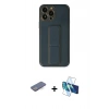 MARSİLYAN™- iPhone 13 Pro Kılıf Akış Doku - Siyah 3D Antistatik Seramik Nano Ekran Koruyucu + Renkli Kamera Lens Koruma Cam - MI