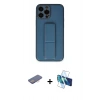 MARSİLYAN™- iPhone 13 Pro Kılıf Akış Doku - Siyah 3D Antistatik Seramik Nano Ekran Koruyucu + Renkli Kamera Lens Koruma Cam - PE