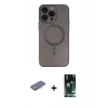 MARSİLYAN™- iPhone 13 Pro Kılıf Akış Minimal Özel Seri - Şeffaf 360 Full Body Arka Koruyucu + Renkli Kamera Lens Koruma Cam - PE