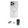MARSİLYAN™- iPhone 13 Pro Kılıf Akış Minimal Özel Seri - Şeffaf 360 Full Body Arka Koruyucu + Renkli Kamera Lens Koruma Cam - SI