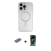 MARSİLYAN™- iPhone 13 Pro Kılıf Akış Minimal Özel Seri - Şeffaf 360 Full Body Arka Koruyucu + Renkli Kamera Lens Koruma Cam - TU