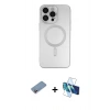 MARSİLYAN™- iPhone 13 Pro Kılıf Akış Minimal Özel Seri - Siyah 3D Antistatik Seramik Nano Ekran Koruyucu + Shine Kamera Lens Koruma Cam - PE