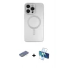 MARSİLYAN™- iPhone 13 Pro Kılıf Akış Minimal Özel Seri - Siyah 3D Antistatik Seramik Nano Ekran Koruyucu + Renkli Kamera Lens Koruma Cam - YL