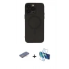 MARSİLYAN™- iPhone 13 Pro Kılıf Akış Minimal Özel Seri - Siyah 3D Antistatik Seramik Nano Ekran Koruyucu + Renkli Kamera Lens Koruma Cam - MI