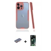 MARSİLYAN™- iPhone 13 Pro Kılıf Atlas Asil Serisi - Şeffaf 360 Full Body Arka Koruyucu + Renkli Kamera Lens Koruma Cam - TU