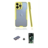 MARSİLYAN™- iPhone 13 Pro Kılıf Atlas Asil Serisi - Şeffaf 360 Full Body Arka Koruyucu + Renkli Kamera Lens Koruma Cam - TU