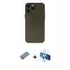 MARSİLYAN™- iPhone 13 Pro Kılıf Atlas Minimal Prime - Siyah 3D Antistatik Seramik Nano Ekran Koruyucu + Shine Kamera Lens Koruma Cam - PE
