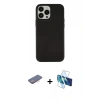 MARSİLYAN™- iPhone 13 Pro Kılıf Çekirdek Çizgi - Siyah 3D Antistatik Seramik Nano Ekran Koruyucu + Renkli Kamera Lens Koruma Cam - PE