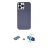 MARSİLYAN™- iPhone 13 Pro Kılıf Çekirdek Çizgi - Siyah 3D Antistatik Seramik Nano Ekran Koruyucu + Renkli Kamera Lens Koruma Cam - SI