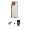 MARSİLYAN™- iPhone 13 Pro Kılıf Çekirdek Klasik Serisi - Şeffaf 360 Full Body Arka Koruyucu + Shine Kamera Lens Koruma Cam - GI