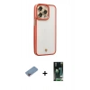 MARSİLYAN™- iPhone 13 Pro Kılıf Çekirdek Klasik Serisi - Şeffaf 360 Full Body Arka Koruyucu + Shine Kamera Lens Koruma Cam - PE