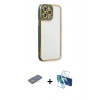MARSİLYAN™- iPhone 13 Pro Kılıf Çekirdek Klasik Serisi - Siyah 3D Antistatik Seramik Nano Ekran Koruyucu + Renkli Kamera Lens Koruma Cam - SI