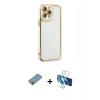 MARSİLYAN™- iPhone 13 Pro Kılıf Çekirdek Klasik Serisi - Siyah 3D Antistatik Seramik Nano Ekran Koruyucu + Shine Kamera Lens Koruma Cam - GI