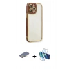 MARSİLYAN™- iPhone 13 Pro Kılıf Çekirdek Klasik Serisi - Siyah 3D Antistatik Seramik Nano Ekran Koruyucu + Renkli Kamera Lens Koruma Cam - SI