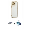 MARSİLYAN™- iPhone 13 Pro Kılıf Çekirdek Klasik Serisi - Siyah 3D Antistatik Seramik Nano Ekran Koruyucu + Renkli Kamera Lens Koruma Cam - SI