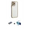 MARSİLYAN™- iPhone 13 Pro Kılıf Çekirdek Klasik Serisi - Siyah 3D Antistatik Seramik Nano Ekran Koruyucu + Renkli Kamera Lens Koruma Cam - SI