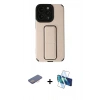 MARSİLYAN™- iPhone 13 Pro Kılıf Çekirdek Yansıma - Siyah 3D Antistatik Seramik Nano Ekran Koruyucu + Renkli Kamera Lens Koruma Cam - PE