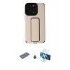 MARSİLYAN™- iPhone 13 Pro Kılıf Çekirdek Yansıma - Siyah 3D Antistatik Seramik Nano Ekran Koruyucu + Renkli Kamera Lens Koruma Cam - YL