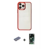 MARSİLYAN™- iPhone 13 Pro Kılıf Doruk Doku Prime - Şeffaf 360 Full Body Arka Koruyucu + Renkli Kamera Lens Koruma Cam - MI