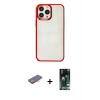 MARSİLYAN™- iPhone 13 Pro Kılıf Doruk Doku Prime - Şeffaf 360 Full Body Arka Koruyucu + Renkli Kamera Lens Koruma Cam - TU