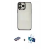 MARSİLYAN™- iPhone 13 Pro Kılıf Doruk Doku Prime - Siyah 3D Antistatik Seramik Nano Ekran Koruyucu + Renkli Kamera Lens Koruma Cam - TU