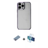 MARSİLYAN™- iPhone 13 Pro Kılıf Doruk Doku Prime - Siyah 3D Antistatik Seramik Nano Ekran Koruyucu + Shine Kamera Lens Koruma Cam - PE