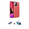 MARSİLYAN™- iPhone 13 Pro Kılıf Doruk Klasik Özel Seri - Siyah 3D Antistatik Seramik Nano Ekran Koruyucu + Renkli Kamera Lens Koruma Cam - TU