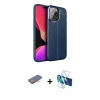 MARSİLYAN™- iPhone 13 Pro Kılıf Doruk Klasik Özel Seri - Siyah 3D Antistatik Seramik Nano Ekran Koruyucu + Renkli Kamera Lens Koruma Cam - TU