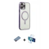 MARSİLYAN™- iPhone 13 Pro Kılıf Doruk Minimal - Siyah 3D Antistatik Seramik Nano Ekran Koruyucu + Shine Kamera Lens Koruma Cam - PE