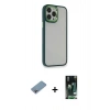 MARSİLYAN™- iPhone 13 Pro Kılıf Eksen Doku Prime - Şeffaf 360 Full Body Arka Koruyucu + Shine Kamera Lens Koruma Cam - GI