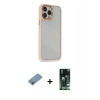 MARSİLYAN™- iPhone 13 Pro Kılıf Eksen Doku Prime - Şeffaf 360 Full Body Arka Koruyucu + Shine Kamera Lens Koruma Cam - GI