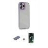 MARSİLYAN™- iPhone 13 Pro Kılıf Eksen Doku Prime - Şeffaf 360 Full Body Arka Koruyucu + Renkli Kamera Lens Koruma Cam - MI