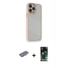 MARSİLYAN™- iPhone 13 Pro Kılıf Eksen Doku Prime - Şeffaf 360 Full Body Arka Koruyucu + Renkli Kamera Lens Koruma Cam - TU