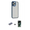 MARSİLYAN™- iPhone 13 Pro Kılıf Eksen Doku Prime - Şeffaf 360 Full Body Arka Koruyucu + Renkli Kamera Lens Koruma Cam - PE