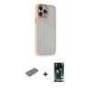 MARSİLYAN™- iPhone 13 Pro Kılıf Eksen Doku Prime - Şeffaf 360 Full Body Arka Koruyucu + Renkli Kamera Lens Koruma Cam - PE