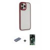 MARSİLYAN™- iPhone 13 Pro Kılıf Eksen Doku Prime - Şeffaf 360 Full Body Arka Koruyucu + Renkli Kamera Lens Koruma Cam - YL