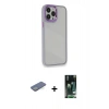 MARSİLYAN™- iPhone 13 Pro Kılıf Eksen Doku Prime - Şeffaf 360 Full Body Arka Koruyucu + Renkli Kamera Lens Koruma Cam - YL