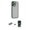 MARSİLYAN™- iPhone 13 Pro Kılıf Eksen Doku Prime - Şeffaf 360 Full Body Arka Koruyucu + Renkli Kamera Lens Koruma Cam - YL