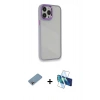 MARSİLYAN™- iPhone 13 Pro Kılıf Eksen Doku Prime - Siyah 3D Antistatik Seramik Nano Ekran Koruyucu + Shine Kamera Lens Koruma Cam - GI