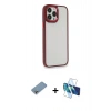 MARSİLYAN™- iPhone 13 Pro Kılıf Eksen Doku Prime - Siyah 3D Antistatik Seramik Nano Ekran Koruyucu + Shine Kamera Lens Koruma Cam - GI