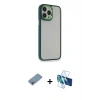 MARSİLYAN™- iPhone 13 Pro Kılıf Eksen Doku Prime - Siyah 3D Antistatik Seramik Nano Ekran Koruyucu + Shine Kamera Lens Koruma Cam - GI