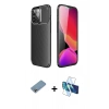 MARSİLYAN™- iPhone 13 Pro Kılıf Eksen Form Prime - Siyah 3D Antistatik Seramik Nano Ekran Koruyucu + Shine Kamera Lens Koruma Cam - GI