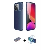 MARSİLYAN™- iPhone 13 Pro Kılıf Eksen Form Prime - Siyah 3D Antistatik Seramik Nano Ekran Koruyucu + Renkli Kamera Lens Koruma Cam - TU